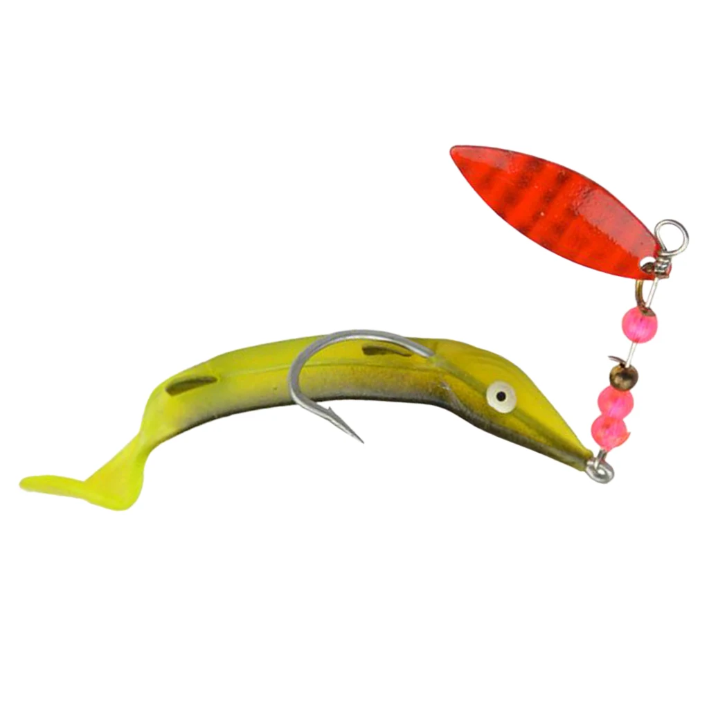 1 Piece 3D eyes Soft Fishing Lure T Tail Fishing Bait Sequin Spinnerbait Crankbait Replacement Tackles for Fishing Lovers
