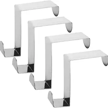 

4pcs Practical Stainless Steel Hooks Home Door Rear Cabinet Storage Hanger Multipurpose Hook For Kitchen Bathroom