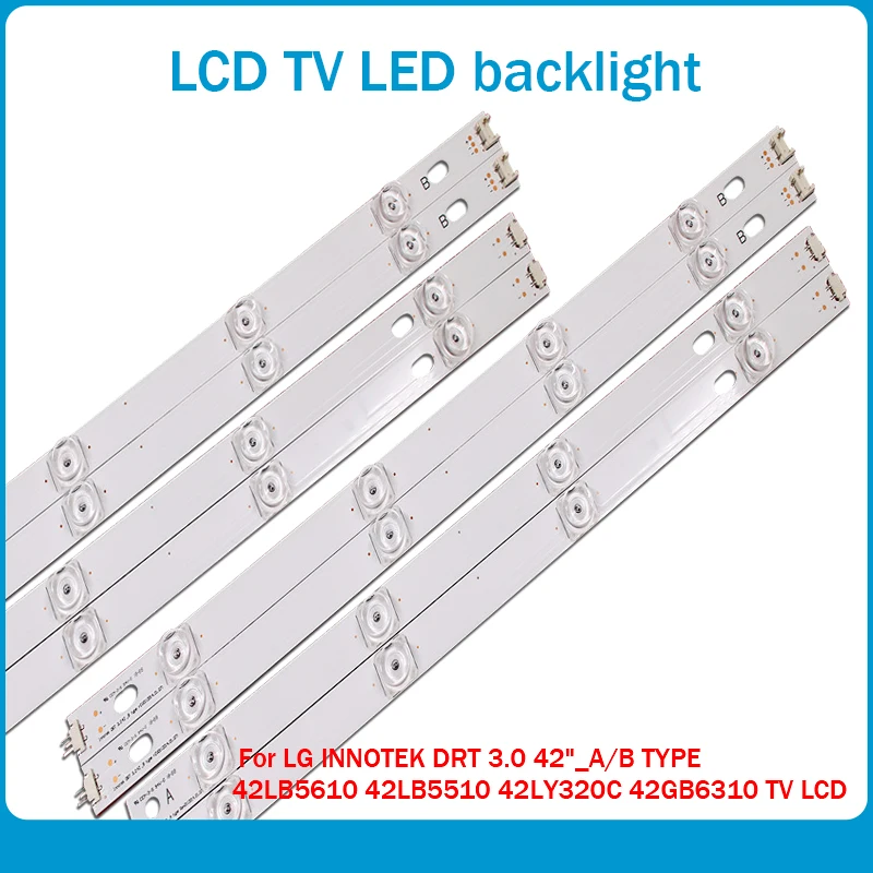 

100%NEW!! 40 PCS(20*A,20*B)825mm LED strip 8 leds For LG INNOTEK DRT 3.0 42"_A/B TYPE 42LB5610 42LB5510 42LY320C 42GB6310 TV LCD