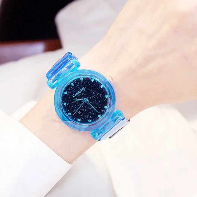 blue1 Модные милые детские часы для девочек, часы для детей, яркие цвета, звездное небо, силиконовые детские наручные часы для студентов, дропшиппинг - Цвет: blue1