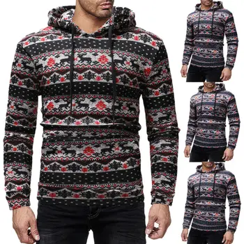 

2019 New Winter Men's Hoodie Warm Hooded Sweatshirt Print Outwear Sweatshirts Slim Tops Hoodies