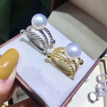 

Pearl Ring Settings 925 Sterling Silver Holder Adjustable Ring Settings Base Accessories DIY Ring Jewelry Making