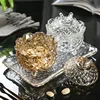 Butterfly Flower Crystal Glass Candy Jar, Dried Fruit Plate, Sugar Bowl, Jewelry Box with Lid, Living Room 1