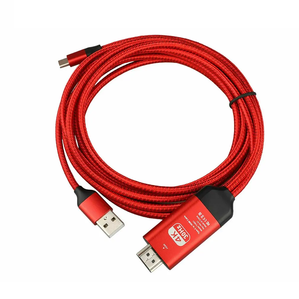 Для samsung Galaxy S10 S9 Note 9 type-C USB-C к HDMI HDTV 4K Кабель-адаптер type C к HDMI кабель красный