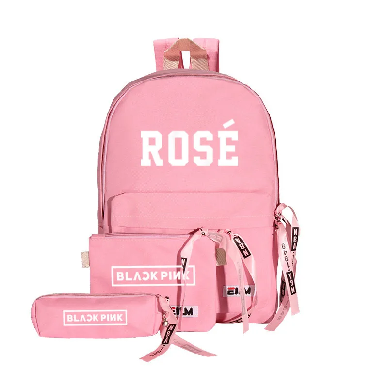 Kpop BTS рюкзак холст 3 шт./компл. Для женщин рюкзак Дженни Jisoo Лиза розы для девочек-подростков, рюкзак, сумка через плечо школьные ранцы - Цвет: ROSE