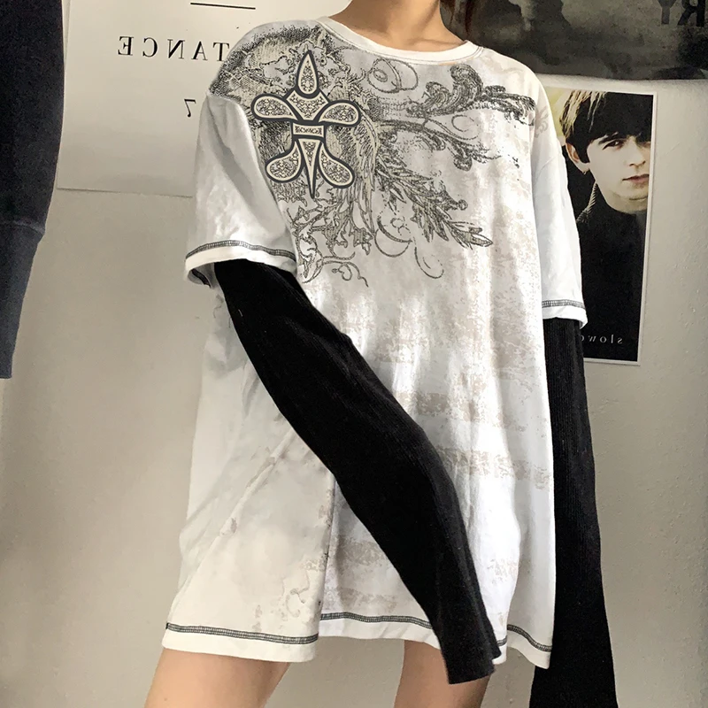 Gothic Print Long Sleeve T-Shirt グランジ DHgate.com:Gothic Cartoon Graphic Long Sleeve T-Shirt for