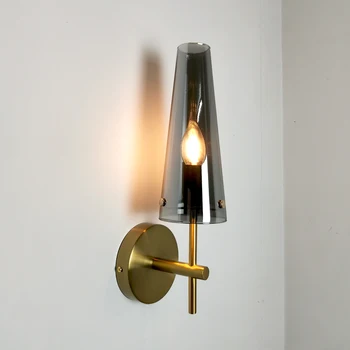 

European-style E14 wall lamps Glass Lampshade bedside sconces lighting Wall Light fixtures