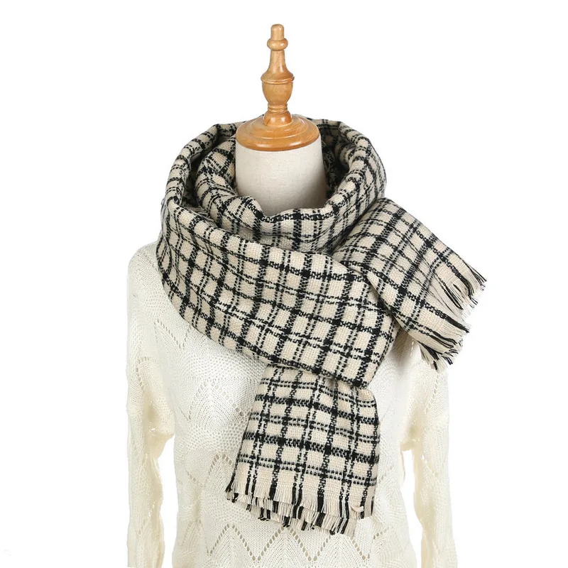 Autumn& Winter New Style Graceful Plaid Scarf Women's Korean-style Versatile Long Faux Cashmere Shawl Scarf Women's Winter