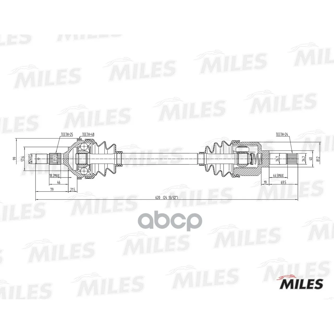 Привод В Сборе Peugeot 406 1.6-1.9d 95-04 Лев. Abs Miles Gc01096 Miles арт. GC01096