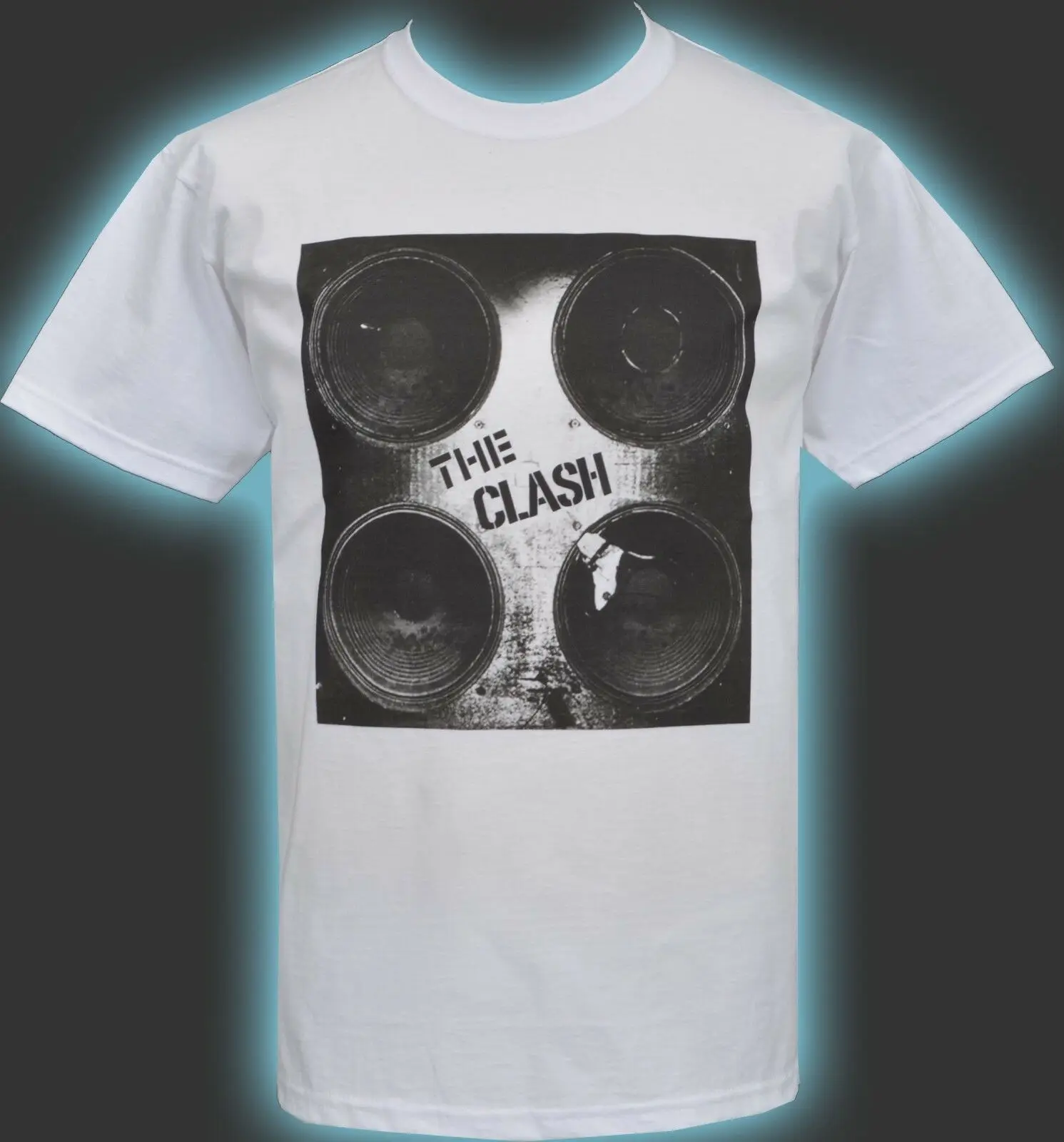 

MENS WHITE T-SHIRT THE CLASH SPEAKERS JOE STRUMMER PUNK ROCK 1977 S-3XL