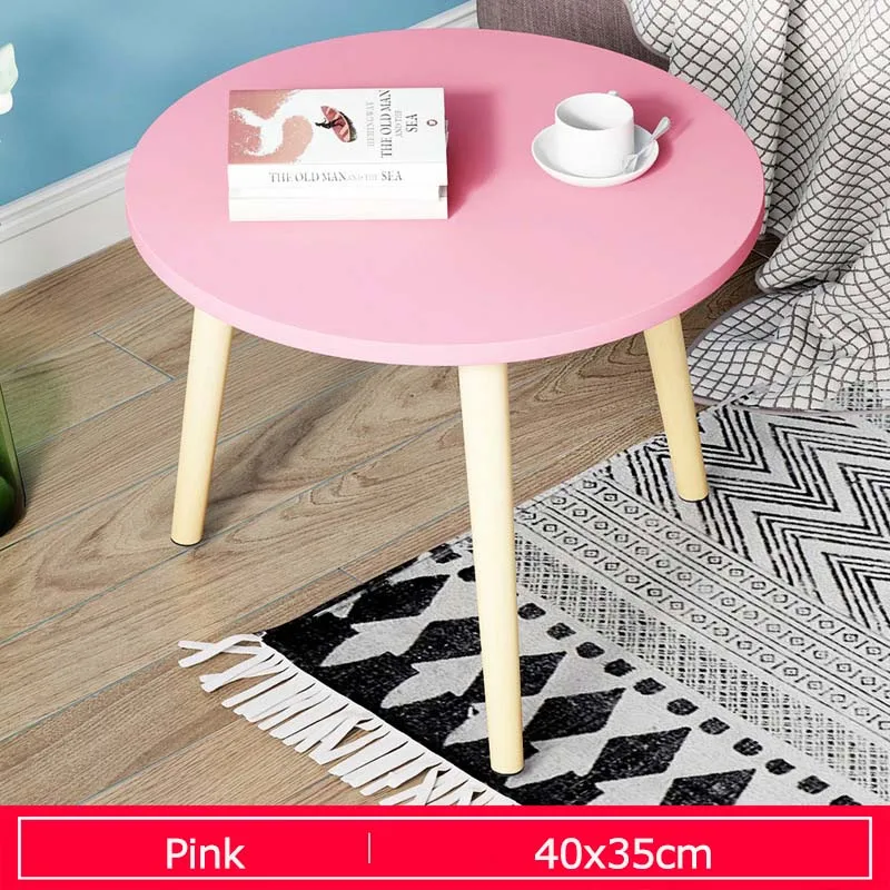 E5097-C-Pink Многофункциональный цветной журнальный столик Прочный компактный маленький обеденный стол круглый деревянный простой стол для гостиной и спальни - Цвет: E5097-C-Pink
