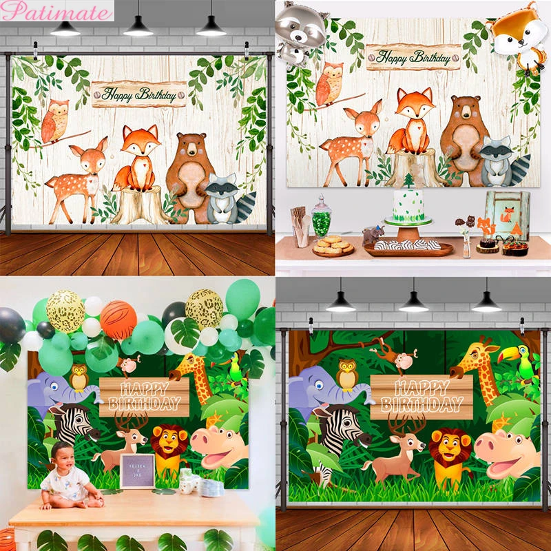Decorations De Fete D Anniversaire Avec Animaux De La Foret Decor De Fete De Theme Jungle Safari Pour Enfants Aliexpress Maison Animalerie