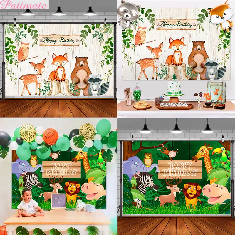 Decorations De Fete D Anniversaire Avec Animaux De La Foret Decor De Fete De Theme Jungle Safari Pour Enfants Aliexpress