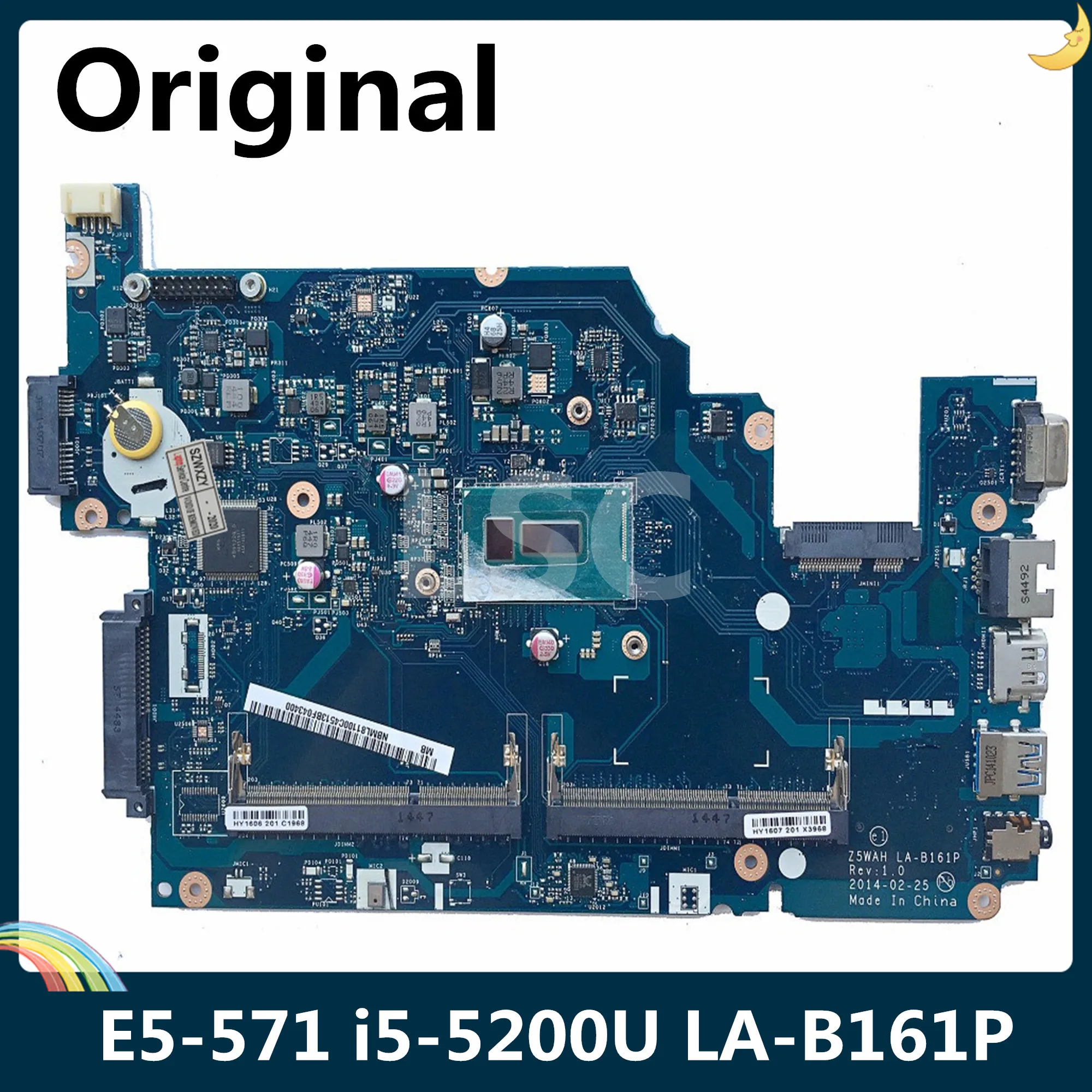 СОП для ACER Aspire E5 531 571 материнская плата портативного компьютера с SR23Y I5 5200U NBML81100C