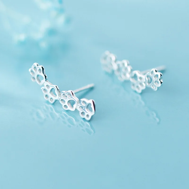 INZATT Real 925 Sterling Silver Hollow Cat claw Stud Earring For Fashion Women Party Cute Fine Jewelry MInimalist Accessories - Image 5