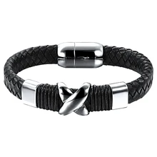 Модная веревка Китай мужской браслет из нержавеющей стали Кожа X для мужчин браслет мужские ювелирные изделия