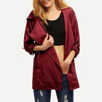 

2019 Autumn New Women's Casual trench coat oversize Slim Fit Belt trench Vintage Washed Outwear Adjustable Waist street wear