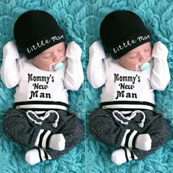 

Brief 3Pcs Newborn Baby Boys Clothes Cotton Letter Printed Romper Top + Pants Legging Autumn Outfit Set