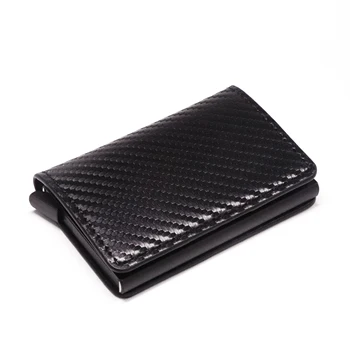 

Minimalist Carbon Fiber Slim Wallet for Men Slim Front Pocket Wallets Mini Pop Up Credit Card Holder RFID Blocking