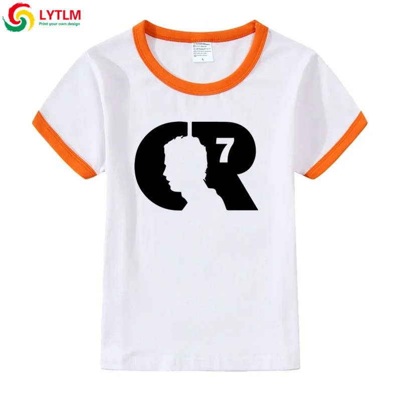 LYTLM Cristiano Ronaldo/футболки для мальчиков-подростков детские топы для девочек, Camiseta, рубашки для девочек детская футболка для девочек, детская одежда - Color: DXZB LYCRA Orange