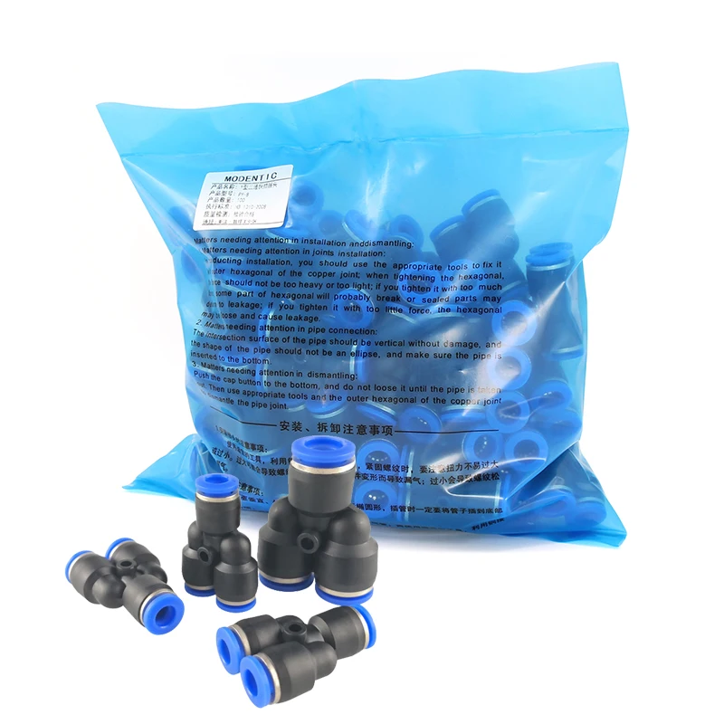 Pacote Lotes tipo 3-way do Encaixe de ar y dos Encaixes Pneumáticos py para mm mm mm 10 mm 12 mm Tubo Impulso Rápido Nos Conectores 100 Peças 50 Unidades