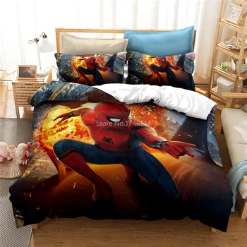 

Spiderman Bedding Set Luxury Duvet Cover Set Comfortable Home Textile Bedlinen Bedclothes for Young Boys and Girls Bedroom Decor