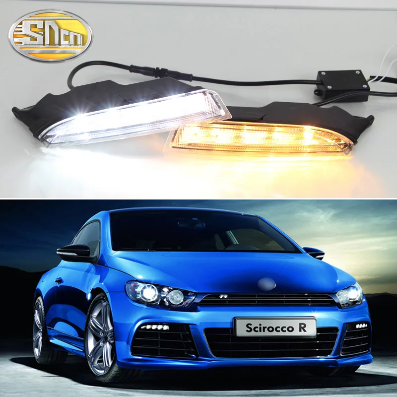 LED Daytime Running Light For Volkswagen Scirocco R 2010 - 2014 Dynamic Yellow Turn Signal Relay Waterproof 12V Car LED DRL