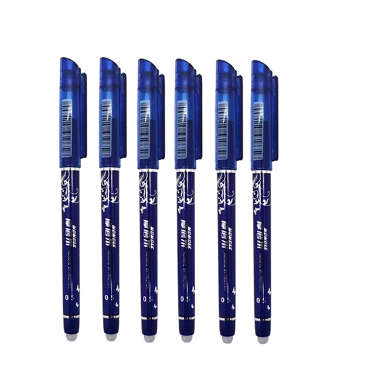 6 Pcs blue Стираемая ручка, стираемая ручка, стираемая Шариковая ручка для школы, Студенческая ручка для письма, канцелярские принадлежности, 0,5 мм, синие чернила, заправка, 6 шт - Цвет: 6 Pcs blue