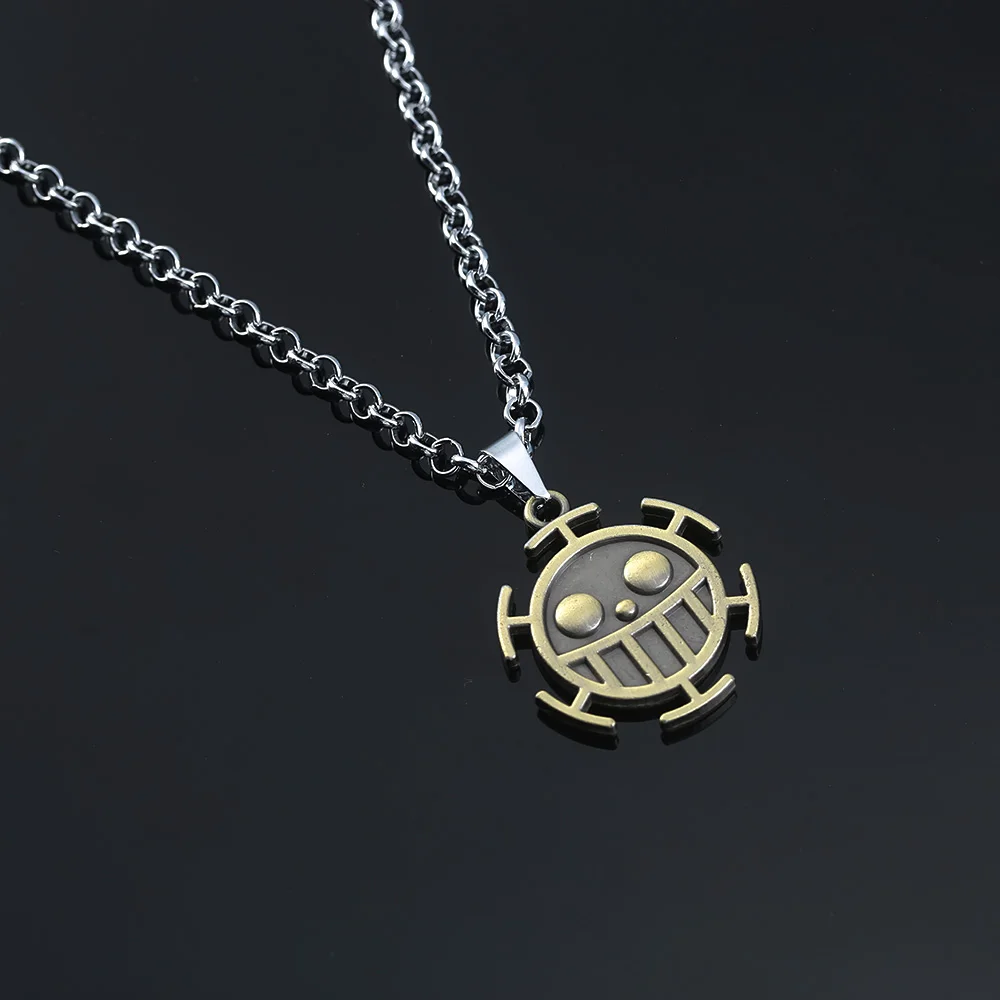 Anime One Piece Metal Necklace Luffy Ace Pirate Skull Hat Pendant Chain Choker Man Cartoon Necklaces Charm Jewelry Collar Gift