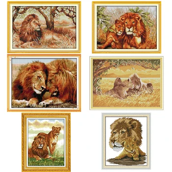 

Lion Series Cross Stitch Kit DIY Animal Pattern Aida 14ct 11ct Count Print Canvas Needle Embroidery Kit Home Decoration Painting