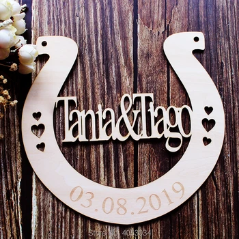 

Last Name Sign Rustic Wedding Gift Wall Decor Mr and Mrs Horseshoe Custom Wood Bride Gift