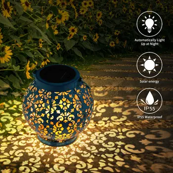 

Solar Lantern Waterproof Garden LED Solar Light Decorative Metal Hanging Solar Powered Lantern for Garden Patio Yard and Table