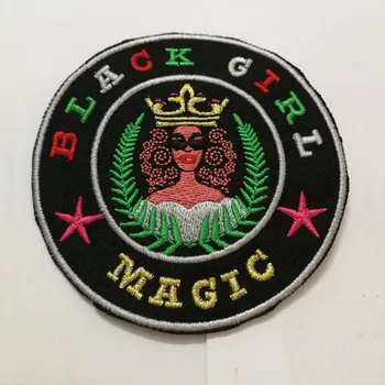 

100pcs/lot black girl magic Patches badges of Embroidered iron on queen Clothing Garment Jacket vest Shoes lady vest Stickers