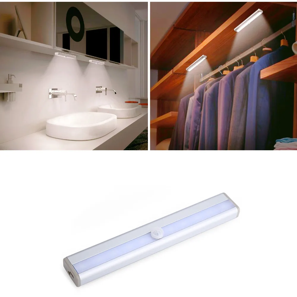 

LED Motion Sensor Night Light Portable 6 / 10 LED Closet Lights USB Powered Wireless Cabinet IR Infrared Motion lampara