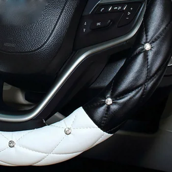 

Universal Steering Wheel Cover Protective Black&White Rhinestones Decoration