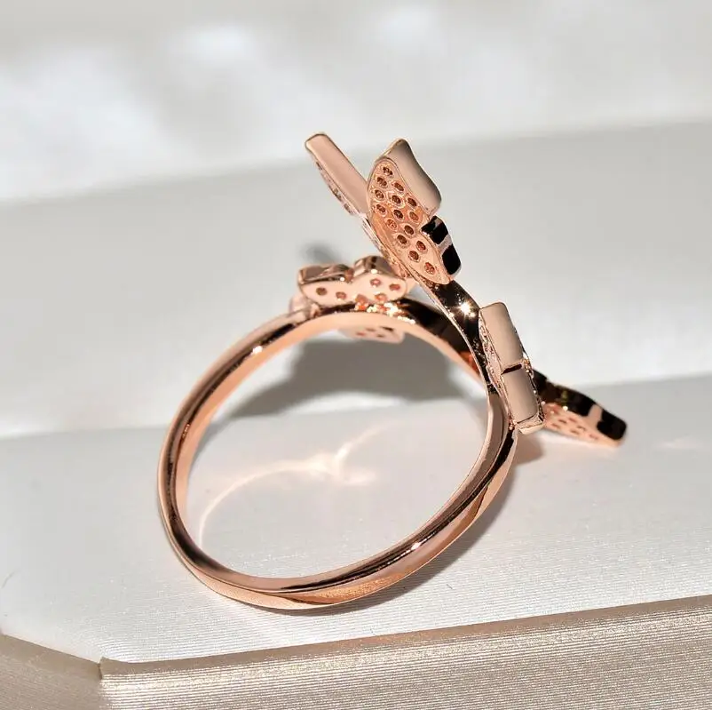 Модные ювелирные изделия для женщин, Трендовое кольцо-бабочка со светящимся кубическим цирконием, свадебные кольца на годовщину для женщин