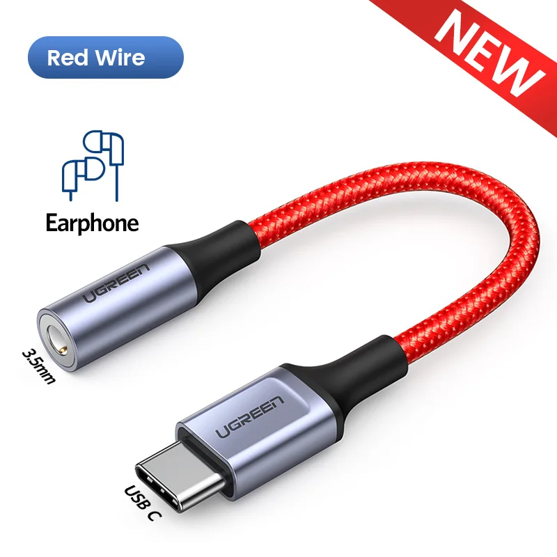 Red Ugreen type c-3,5 мм разъем для наушников 3,5 AUX USB C кабель для huawei P30 pro Xiaomi Mi 9 se Oneplus 7T 7 pro аудио USB C адаптер - Цвет: Red
