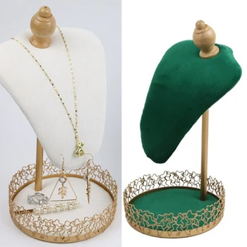 

Fashion Portrait Neck Jewelry Display Stand Metal Flannel Necklace Earring Ring Jewelry Display Stand