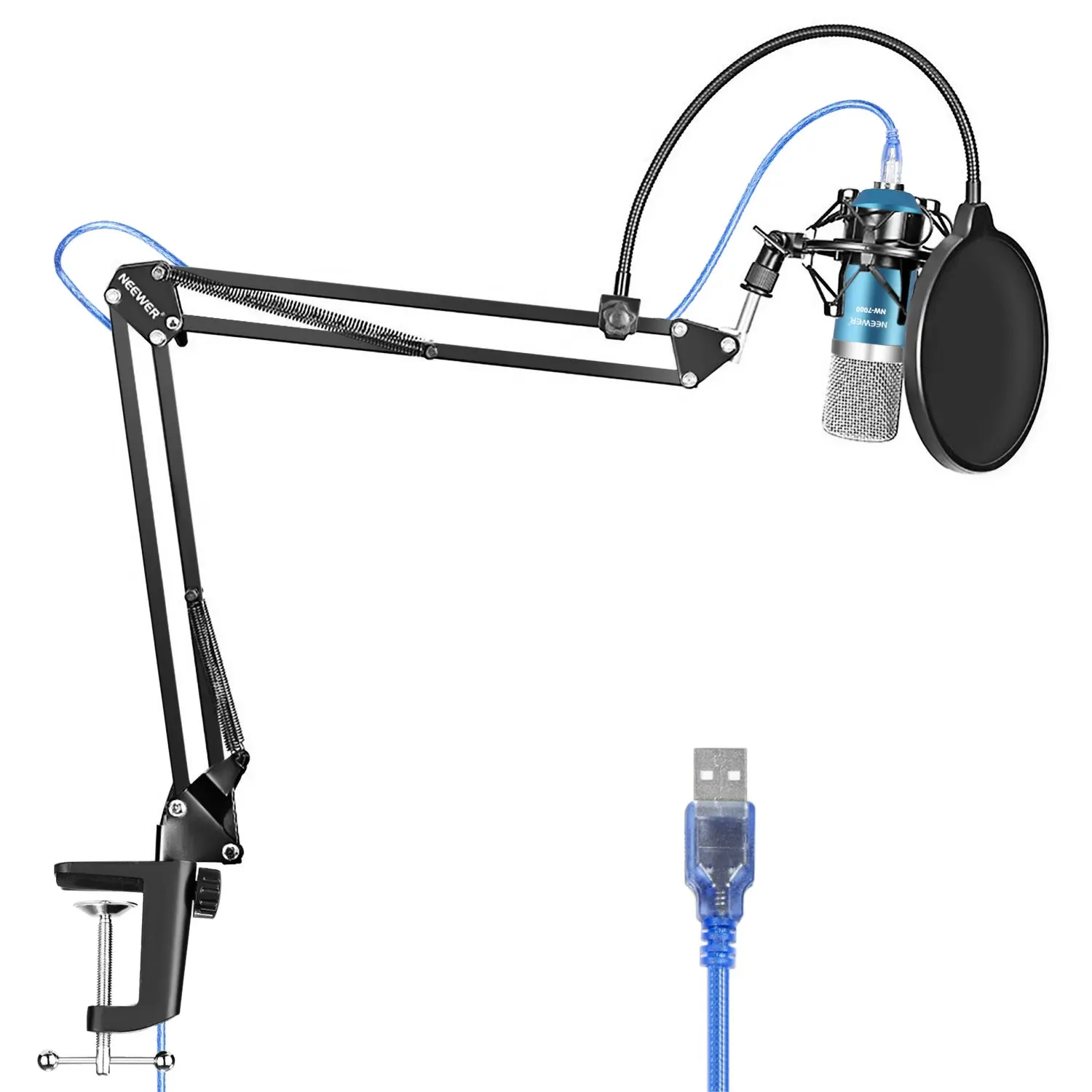Neewer USB профессиональный студийный микрофон микрофонный комплект для Windows и Mac с подвеской, амортизатором, поп-фильтром