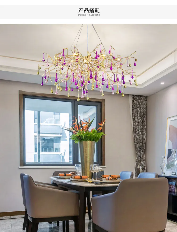American copper chandelier duplex building large chandelier living room lamp crystal lamp luxury hotel restaurant sales
