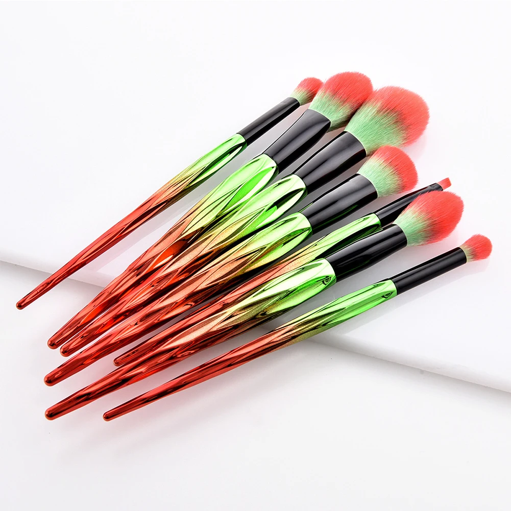 GUJHUI 7/8/Eye Makeup Brush Set Red Green Black Tube Fan-shaped Soft Brush Cosmetics Tool
