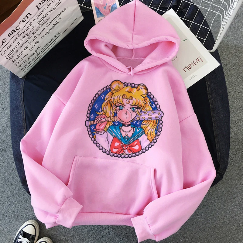 Сейлор Мун каваи аниме Harajuku Толстовка для женщин Ullzang милый кот мультфильм корейский стиль толстовка 90s Модный Графический Hoody женский - Цвет: H2288