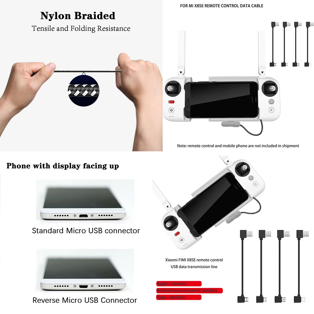 Usb-кабель для Xiaomi X8 SE, Дрон, пульт дистанционного управления, кабель для передачи данных, проводной с микро-usb разъемом, Usb для Android-type-C