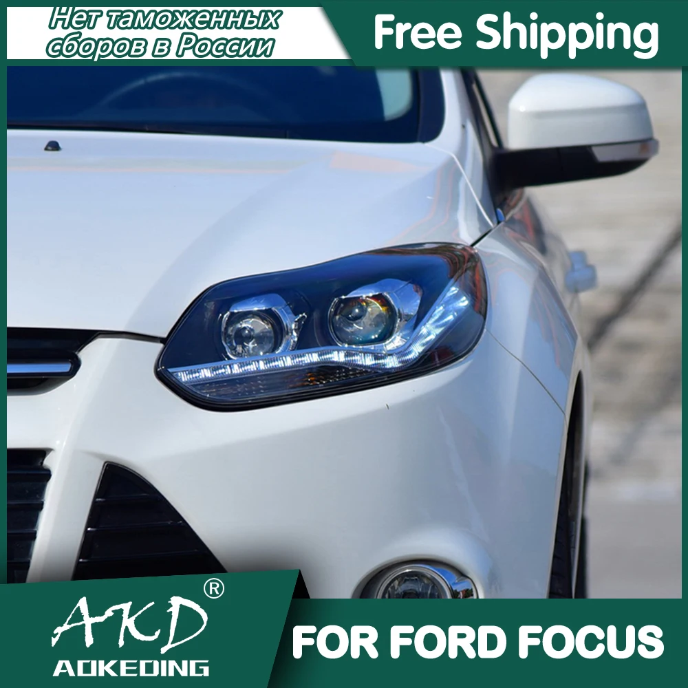 For Ford Focus 2012 2014 Headlights DRL Day Running Light LED Bi Xenon Bulb Fog Lights Car