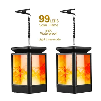 

99LEDs Solar Lantern Lights Dancing Flame Waterproof Outdoor Hanging Lantern Solar Powered Light