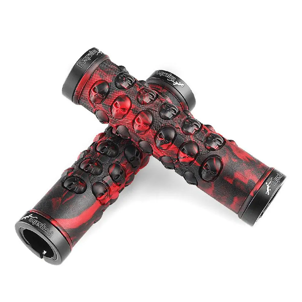 Red 1 пара велосипедная рукоятка для горного велосипеда MTB, руль для горного велосипеда, рукоятка для рукоятки, крышка из резинового алюминиевого сплава, конечный замок, велосипедные ручки - Цвет: Red