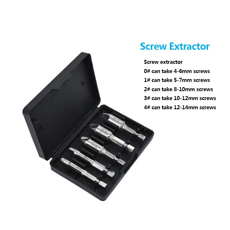 

5Pcs Screw Extractor Bits Screw Removal HSS Hex Handle Extractor Tap Extractor