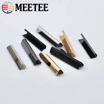 

Meetee 10pcs 10-60mm Metal Strap Tail Clip Buckle Suspenders Belt Tail Clip Wallet Leather Stopper Buckle Cord End DIY Accessory