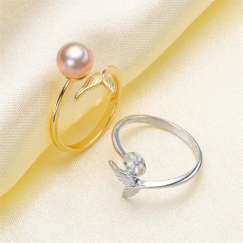 

Trendy style 925 Silver Pearl Ring Finger Ring Adjustable Resizable Ring Findings and Component Jewelry Part Fitting Accessorie