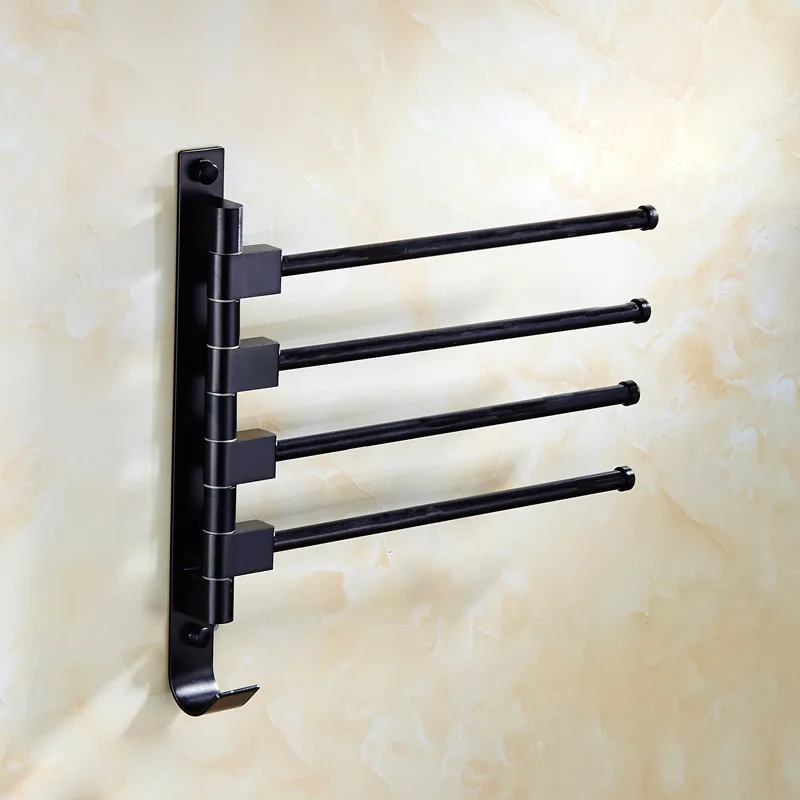 

Hole-Punched European Style Black And White with Pattern Activity Towel Rack Towel Bar Space Aluminum Bathroom Pendant Rotating